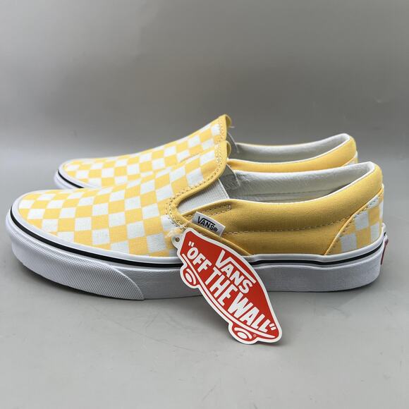 Men's 8.5 / Women's 10 - Vans Slip On Checkerboard Sneakers Yellow Skate Shoes - Picture 1 of 8